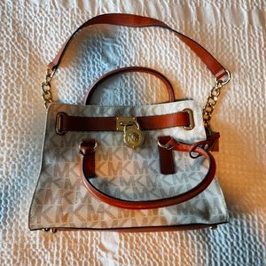Michael Kors Brown & White Leather Purse